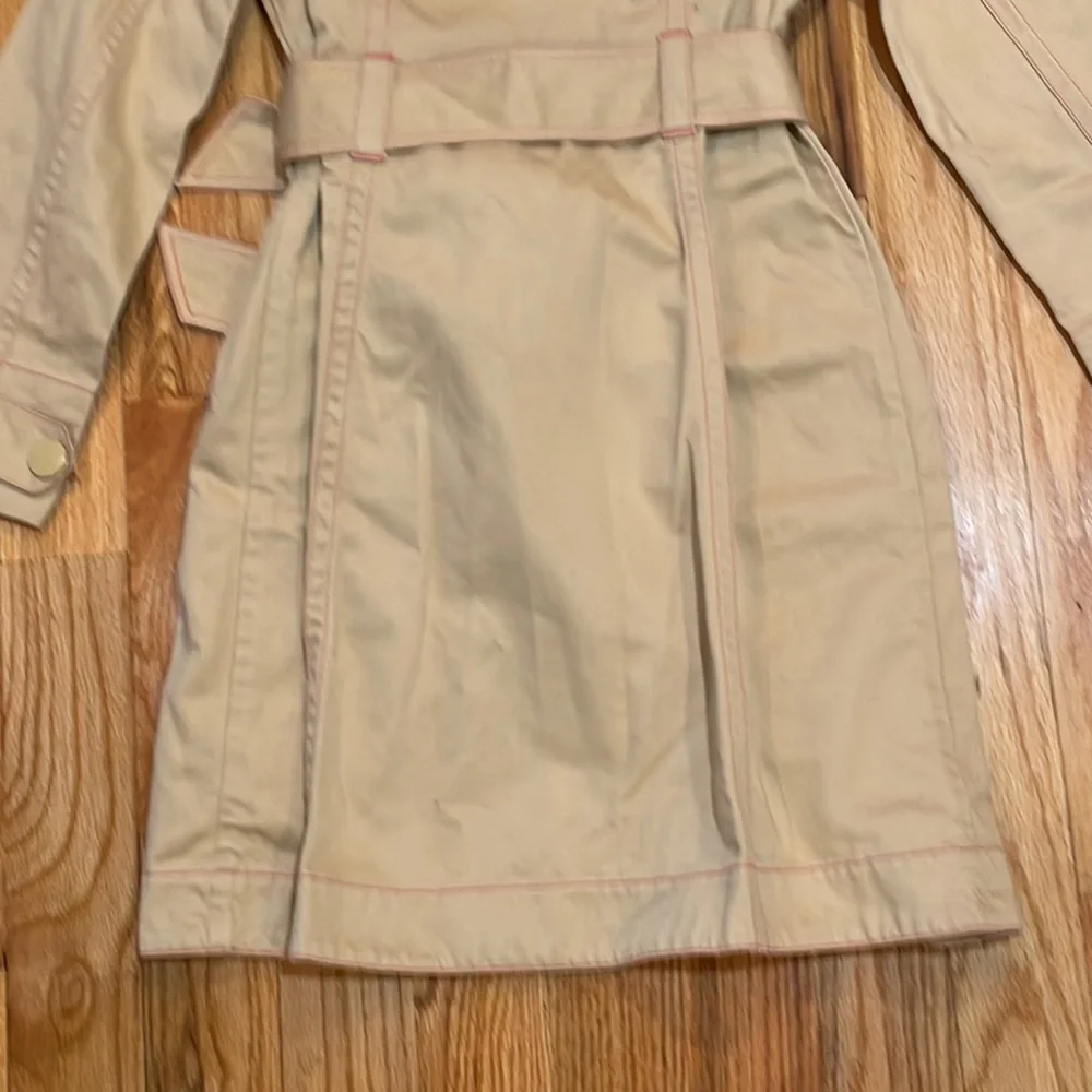 NEW Vintage Khaki Y2K Tommy Hilfiger Jeans  Cotton Tan Trench Coat Snap closur…